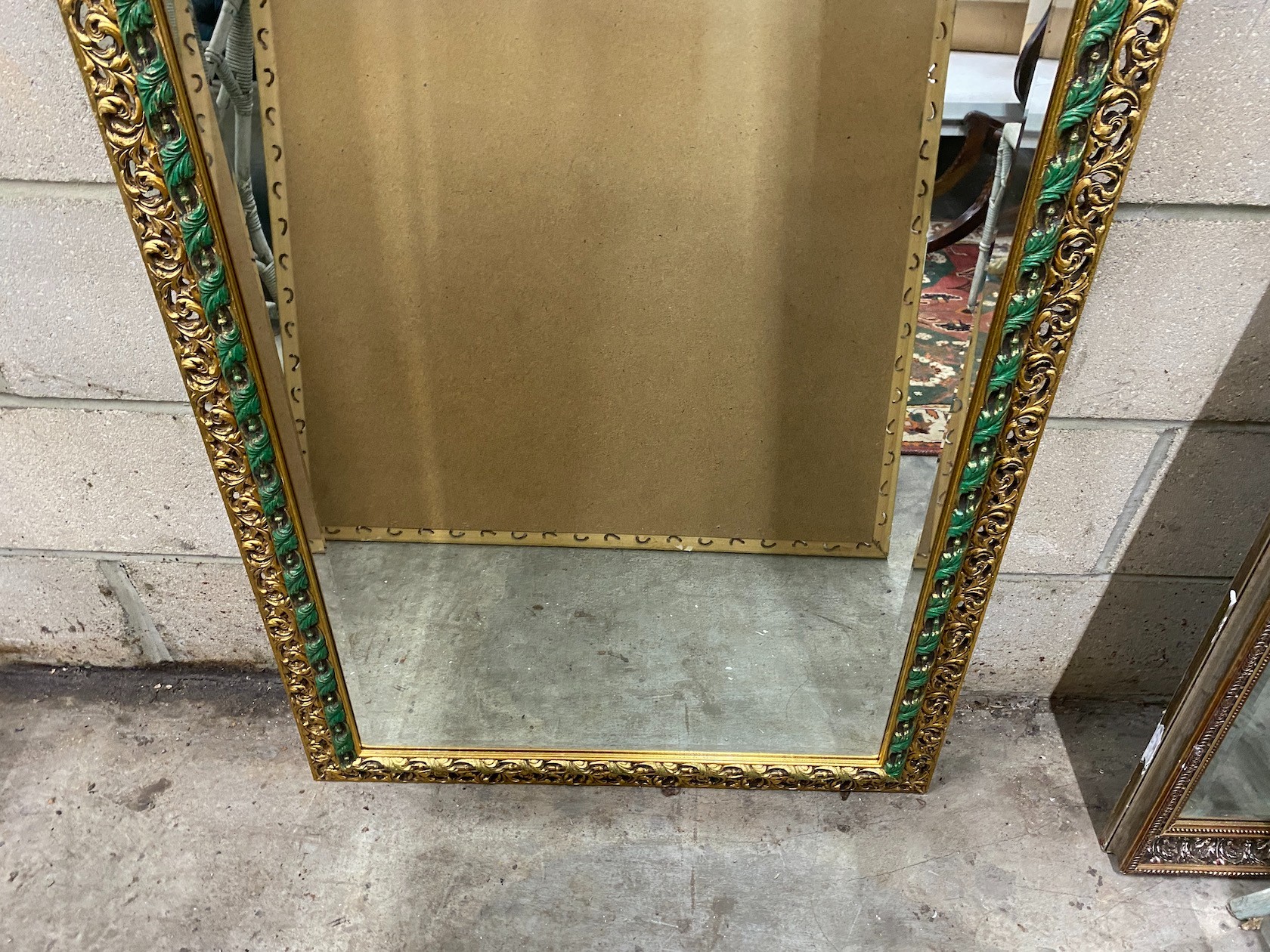 Two rectangular gilt frame wall mirrors, larger height 189cm